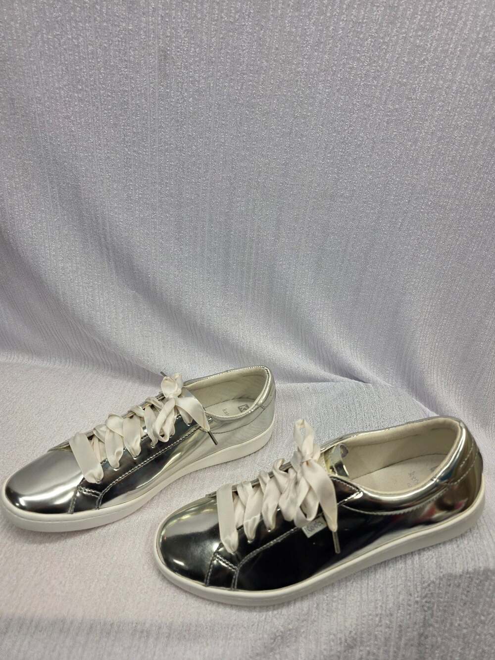 Kate Spade New York x Keds Ace Specchio Metallic Silver Leather Sneakers
